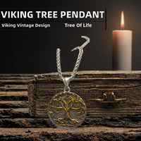 Pendentif vintage au charme nordique, amulette ronde, collier rond, bijoux rétro nordiques pour hommes et femmes