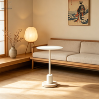 Table d'appoint blanche Basse Travertin nordique moderne luxe rond en fer petite table basse en pierre de travertin pour salon