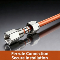 Unión Recta de Compresión con Rosca NPT Hembra de 1/4" OD, Doble Férula, para Tuberías de Aire e Hidráulica, Acero Inoxidable SS304