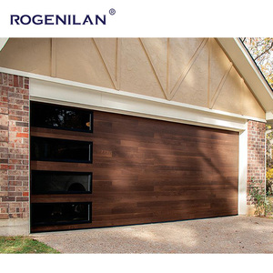 Cửa garage tự động bằng thép mạ kẽm, khung nhôm gỗ cổ điển, kính đen cách nhiệt - Product Image 4