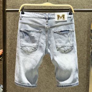 Amerikan avrupa Vintage kot şort pamuk Denim pantolon sıkıntılı yıkanmış fermuar Fly özel tasarım rahat şort erkekler için - Product Image 3