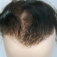 TOPUNIQUE TUS01 Toupet de cheveux vierges indiens super minces pour hommes 0.04mm Apparence globale de la ligne des cheveux super réaliste