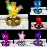 Masque lumineux LED en plastique à plumes pour Halloween et Noël, jouet de danse pour enfants et adultes, intérieur/extérieur