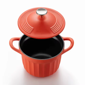 Cocotte en fonte orange de 16 cm pour la maison, mini casserole à riz, cocotte en émail, mini cocotte en fonte personnalisée pour toutes <span class=keywords><strong>les</strong></span> soupes - Product Image 2