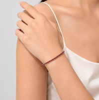 Bracelet tennis en argent sterling 925 serti de zircone cubique rouge, bracelet délicat pour femmes, chaîne entièrement sertie de pierres, vente en gros