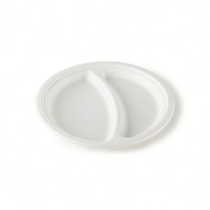 Conteneur alimentaire rond blanc en canne à sucre recyclé, biodégradable et compostable de haute qualité, assiette de 9 pouces - Product Image 2