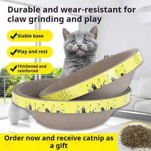Papan goresan kucing berbentuk mangkuk penggiling cakar tanpa penumpahan kertas bergelombang perlengkapan kucing mainan hewan peliharaan - Product Image 2