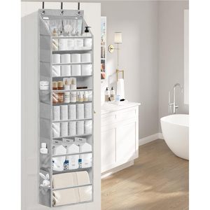 Storage Maniac Over The Door Organizer 6 Shelf Hanging Storage With 14 Mesh Pockets Grey Closet Rack For Neatening And Storage - Product Image 2