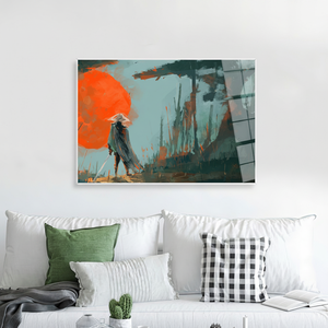 Impression sur toile abstraite moderne Art Déco Guerrier Samouraï, panneau décoratif mural - Product Image 2