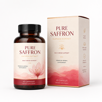 Cápsulas Veganas de Extracto de Azafrán 88.5mg, Extracto Puro de Estigmas de Crocus Sativus, Estandarizado para Safranal, Suplemento para el Bienestar del Estado de Ánimo, ODM