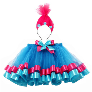 Chica <span class=keywords><strong>princesa</strong></span> gasa hinchada tutú falda chica Cosplay <span class=keywords><strong>Trolls</strong></span> con diadema decoración fiesta escenario espectáculo disfraz - Product Image 4