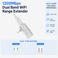 Penguat Sinyal WiFi Dual Band 1200Mbps, Repeater Nirkabel 5GHz 2.4GHz dengan 4 Antena, Mode WPS, Port Ethernet