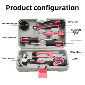 Bán Buôn Biểu Tượng Tùy Chỉnh 9Pcs Đa Chức Năng Hộ Gia Đình Phần Cứng Thiết Lập Hộ Gia Đình Công Cụ Bảo Trì Thiết Lập Màu Hồng Hộp Công Cụ - Product Image 4