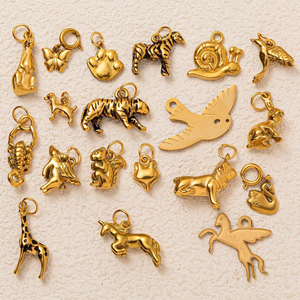 Bonitos Dijes de Animales de Acero Inoxidable, Chapados en Oro, con Forma de Jirafa, Mariposa, Pájaro, <span class=keywords><strong>Caracol</strong></span>, <span class=keywords><strong>Cebra</strong></span> y Tigre, para la Fabricación de Joyas - Product Image 1
