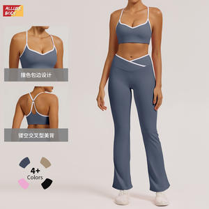 Conjunto de sujetador deportivo Lululemon para mujer, cuello en V, color sólido, de secado rápido, para yoga, fitness, entrenamiento, ropa deportiva, 6009-5 - Product Image 4