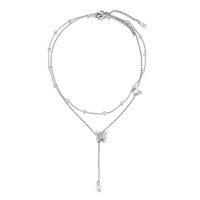 Magnifique pendentif papillon, charme décoré de petites perles, collier à double chaîne, vente en gros, bijoux délicats à la mode TGXL14771