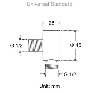 Wall Supply Elbow Adapter Brass Round Wall Mount Shower Hose Connector Drop Union Water Outlet for Handheld <b>Hand</b> Shower - Product Image 2