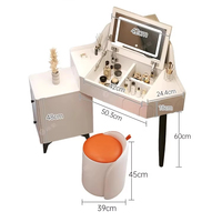 Coiffeuse d'Angle Moderne avec Miroir de Maquillage LED 3 Couleurs et Rangement