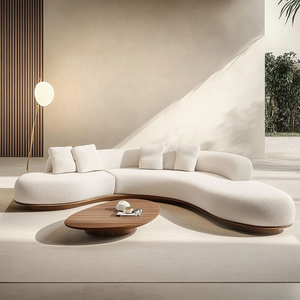 Divano Convertibile a L in Colore Noce, Ecologico, Due Posti, Stile Moderno Wabi-sabi, Arredamento per <span class=keywords><strong>Soggiorno</strong></span> - Product Image 3