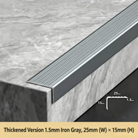 Bande de protection antidérapante en alliage d'aluminium en forme de L moderne pour escaliers et sols - Durable, imperméable, écologique, argent mat 25 mm * 15 mm