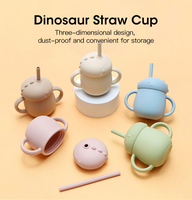 Ensemble d'alimentation pour bébé en silicone de qualité alimentaire, motif animaux de dessin animé, 5 pièces : assiette à ventouse, bol, cuillère, fourchette, tasse, 0-12 mois, sans BPA, cadeau pour nouveau-né