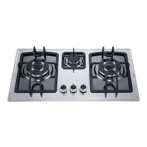 3 Burner Built-In Gas On Glass Hob 36 Inch With Wok Burner Black Gray Gas Cooktops Indian Gas Stove