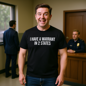 Ho un ordine di arresto in 2 Stati - Maglietta divertente con meme - Regalo scherzoso - Product Image 3