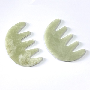 Milk Green Color Pure Xiuyu Jade Scalp Comb with Five Teeth for <b>Head</b> Care - Product Image 5