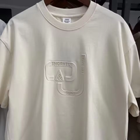 T-shirt Homme Luxe en Coton Tricoté 305 g/m² 100% Coton, Mode Premium Streetwear, Impression Personnalisable en Relief 3D