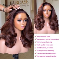 Pelucas de Cabello Humano Virgen Personalizadas de Lujo, Cabello Natural de 18 Pulgadas, 5x5 SDD, 300% de Densidad, Rizado y Voluminoso, Color Marrón Rojizo, Cierre de Encaje HD sin Pegamento