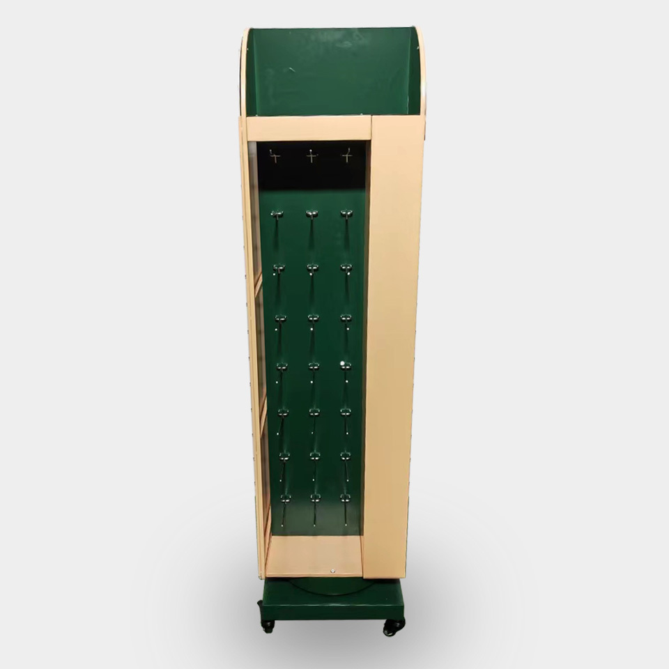 Three-Side Rotating Luxury Display Stand for Jewelry & Cosmetics Wooden Shelf Customized Color & Size — view 2
