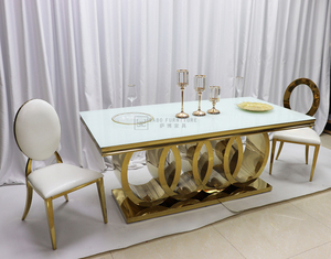 Lớn Vòng <span class=keywords><strong>MDF</strong></span> s-hình dạng thép không gỉ bàn ăn thiết kế hiện đại cho các sự kiện khách sạn và đồ nội thất phòng ăn đóng gói trong kim loại - Product Image 4