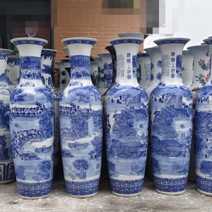 Grande <span class=keywords><strong>Vaso</strong></span> da Terra in <span class=keywords><strong>Ceramica</strong></span> <span class=keywords><strong>Blu</strong></span> e Bianca in Stile Cinese per Decorazione Hall Hotel - Product Image 2