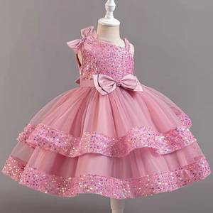 Nouvelle robe de princesse pour enfants, style moelleux, paillettes, maille, anniversaire et première année, banquet, performance - Product Image 3
