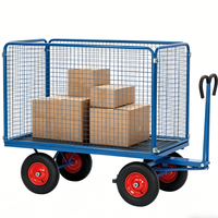 Chariot en bois à quatre roues TC4191, capacité de 400 kg, chariot utilitaire robuste pour le jardin, pour le transport en extérieur