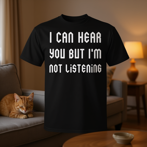 T-shirt avec citation pour les amoureux des chats : « Je peux t'entendre mais je ne t'écoute pas » pour la promotion des ronronnements - Product Image 3