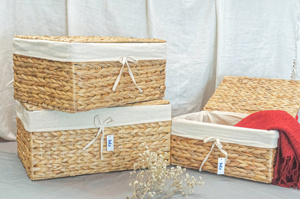 Panier de rangement en jacinthe d'eau personnalisé, panier rectangulaire tressé en jacinthe d'eau, boîte de rangement durable avec couvercle, boîte de finition en provenance du Vietnam - Product Image 5