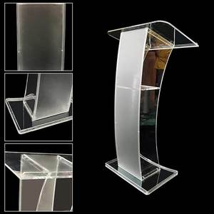 Podio Acrílico Transparente, <span class=keywords><strong>Atril</strong></span> Transparente con Estante <span class=keywords><strong>de</strong></span> Almacenamiento, Púlpito Inclinado para Conferencias - Product Image 6