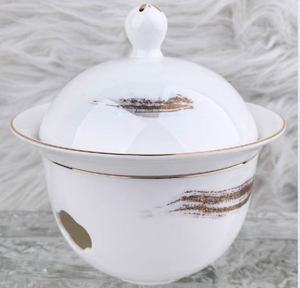 Service de vaisselle de luxe chinois, porcelaine artistique avec motifs dorés, bordure dorée à la main, pour hôtel, banquet, mariage, maison. - Product Image 5