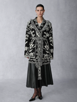 Nouvelle Collection Hiver : Cardigan Bohème en Laine Jacquard Vintage à Épaules Tombantes, Manches Longues et Grandes Poches Plaquées avec Pompons