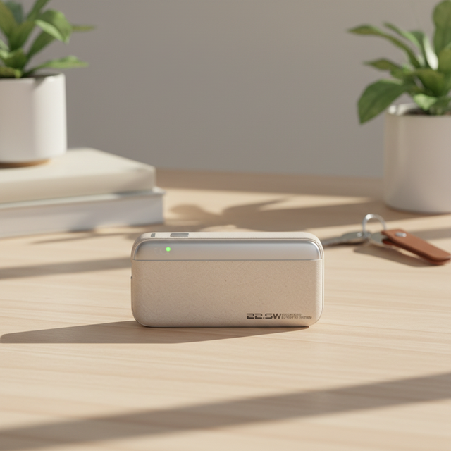 10000mAh Slim Portable Power Bank 22.5W PD20W Fast Charger with Built-in USB-C Cable & Lanyard for Travel