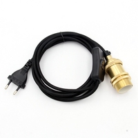 E14 support de lampe en cuivre antique Edison rétro en laiton électroplaqué petite mèche à vis prise avec interrupteur prise ue cordon d'alimentation