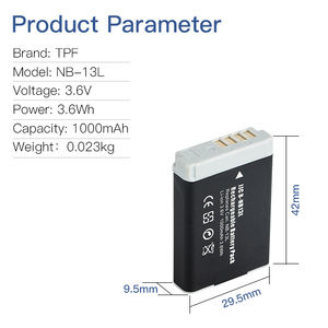 Baterías de iones de litio recargables NB-13L cámara Digital, para <span class=keywords><strong>Canon</strong></span> <span class=keywords><strong>G5x</strong></span> G9x G7x SX620 SX720 - Product Image 2