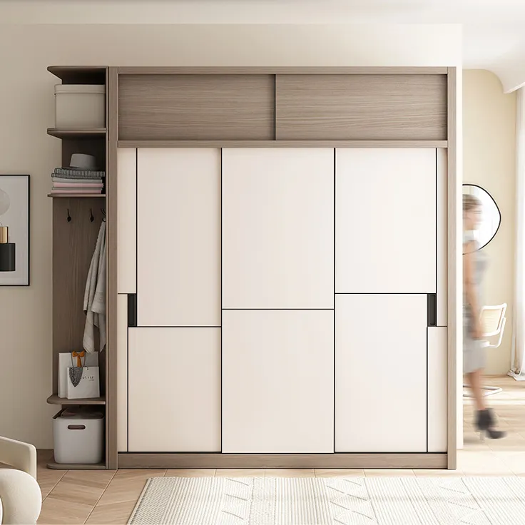 KELSUM Bedroom Wardrobe Modern Minimalist Panel Combination Wardrobe Two Door Three Door Sliding Door Wardrobe Khaki