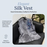 Nouveau gilet sans manches de style chinois en soie satinée véritable pour femme, avec boutons grenouillères brodés à la main, idéal pour les banquets et les soirées.