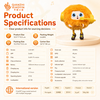 Peluche IA Orange Mini Monstre avec Bottes Jaunes, Réponse Tactile Vibrante, Clonage Vocal 50+ Langues, Mémoire Longue Durée, WiFi 2.4G
