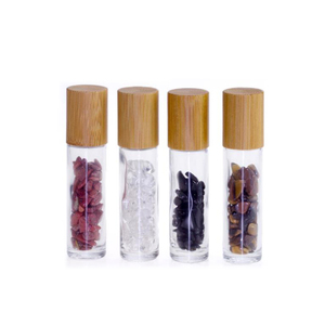 Vente en gros de flacons en verre à bille pour sérum, déodorant, huile essentielle, parfum, rechargeables et vides, avec des boules de pierres précieuses et des couvercles - Product Image 3