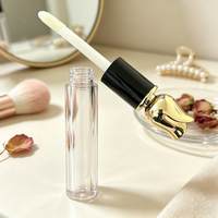 Tube de brillant à lèvres de luxe ISMAN avec logo personnalisé, 7 ml, motif fleur de rose, flacon de mascara noir et or, emballage Saint-Valentin, grand applicateur brosse