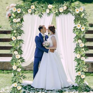 <b>Artificial</b> Eucalyptus Vine With <b>White</b> <b>Roses</b> 1.8m Wall Hanging For Wedding Outdoor Decor - Product Image 3