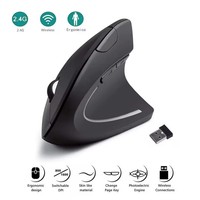 Mouse vertikal ergonomis 2.4GHz, Mouse optik nirkabel 800/1200/1600 DPI penyesuaian 6 tombol untuk Laptop PC komputer Desktop